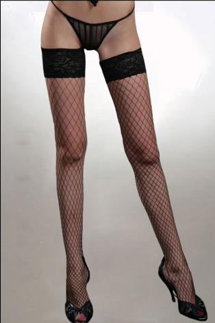 Sexy Stay-up Stretch Fence Net Stockings Lace Mesh Thigh Silk Love Italy